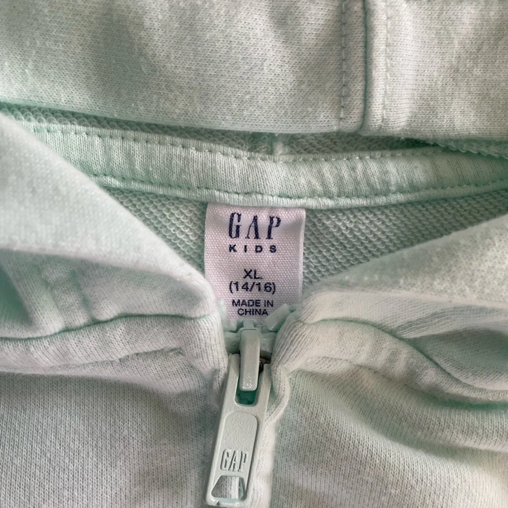 GAP Kids Mint Green Zip Hoodie | XL (14–16) | Holographic Logo